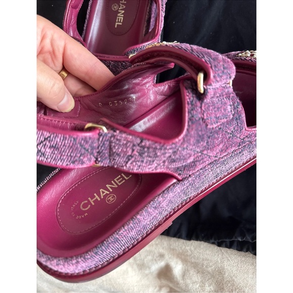 CHANEL Dad Burgundy Double-Strap Sandals - Picture 2 of 6